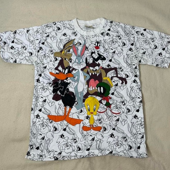 Other - Vintage 90's Peace Tag Looney Tunes Taz Bugs Bunny All over print T-shirt large
